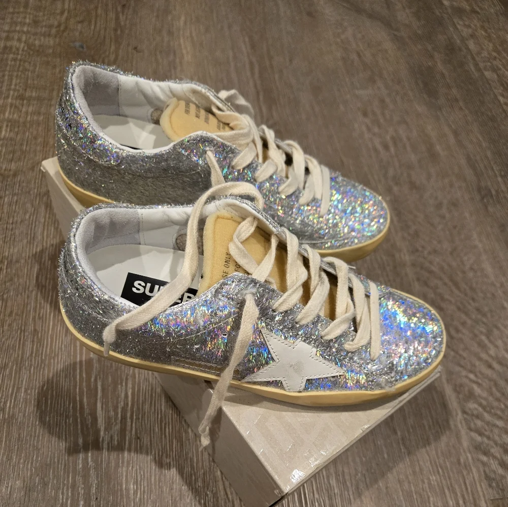 Golden Goose Silver Glitter Women's Sneakers - Picture 1 of 3
